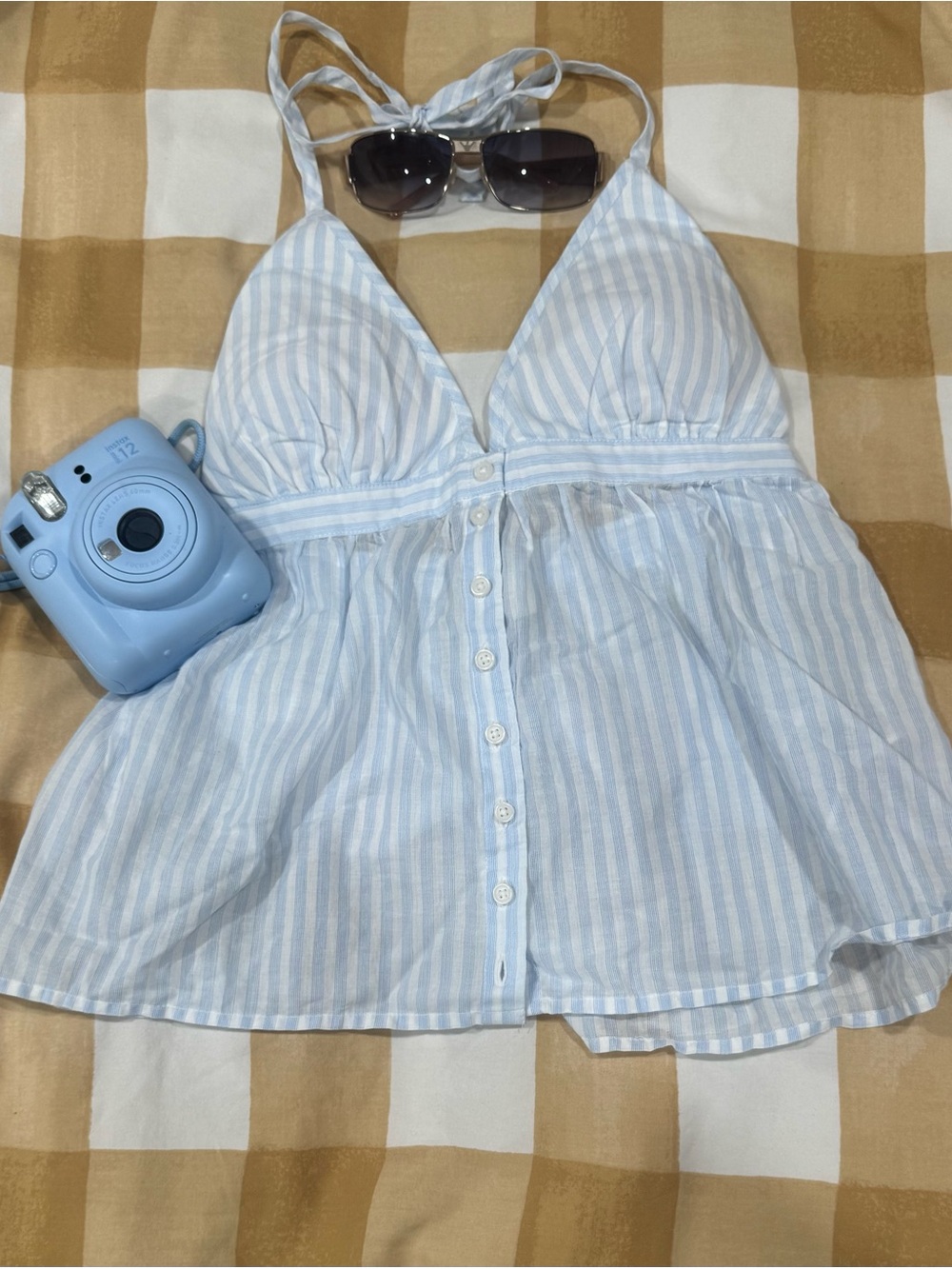 Hollister - Light Blue Striped Halter Top - Casual Women's Tank